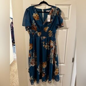 Baltic Born Sarah Smocked Midi Dress | Blue Floral Design